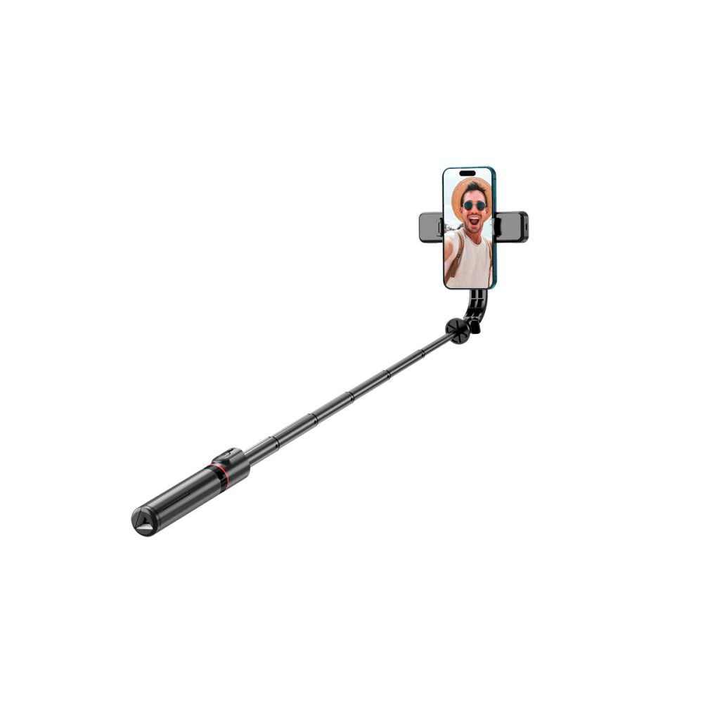 Tech-Protect L05S Kompakt Selfiestang m. Tripod & Led Lys - Bluetooth - Sort