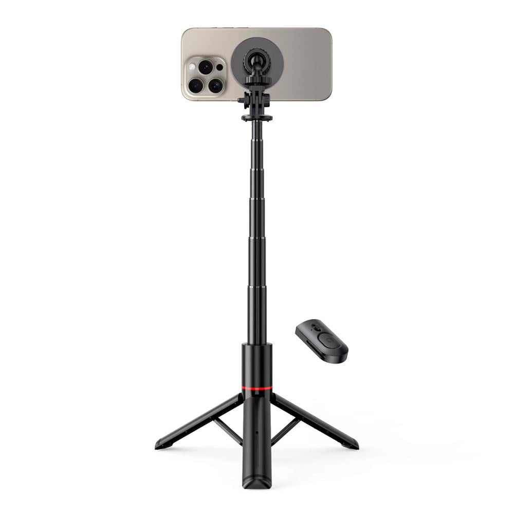 Tech-Protect L06S Kompakt Selfiestang m. Tripod & Bluetooth - MagSafe Kompatibel - Sort