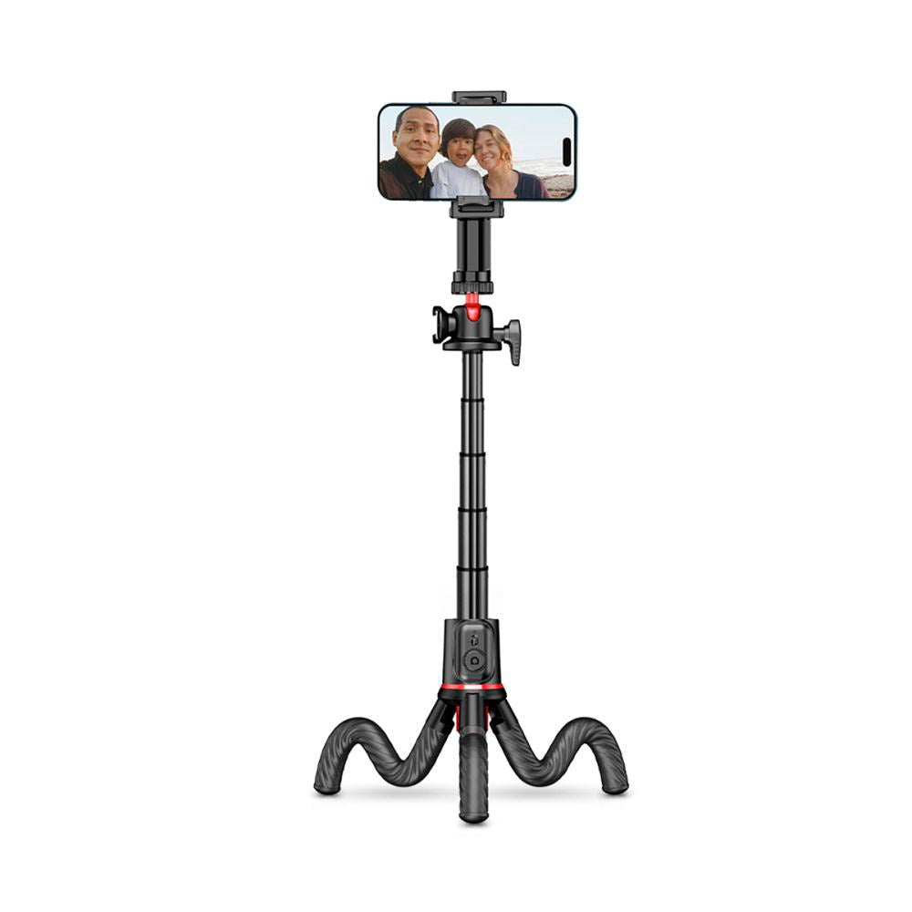 Tech-Protect L07S Kompakt Selfiestang m. Fleksibel Tripod & Bluetooth - Sort