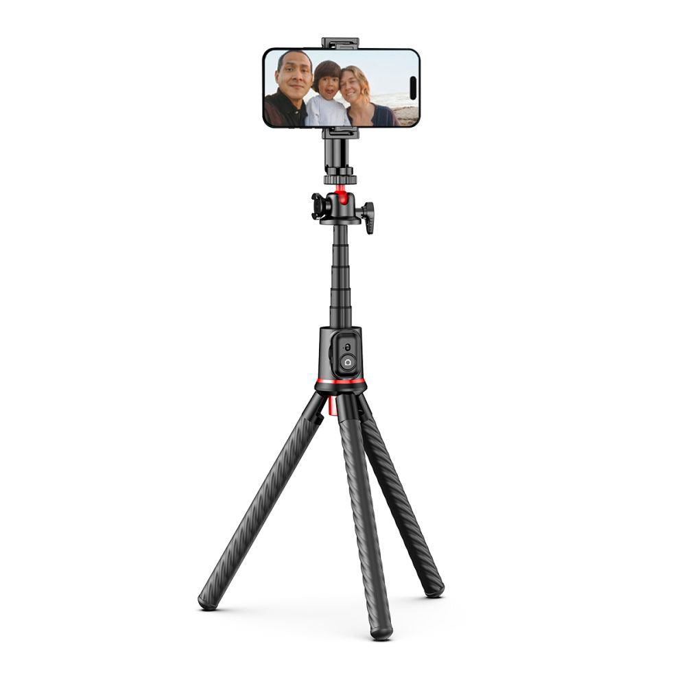 Tech-Protect L07S Kompakt Selfiestang m. Fleksibel Tripod & Bluetooth - Sort