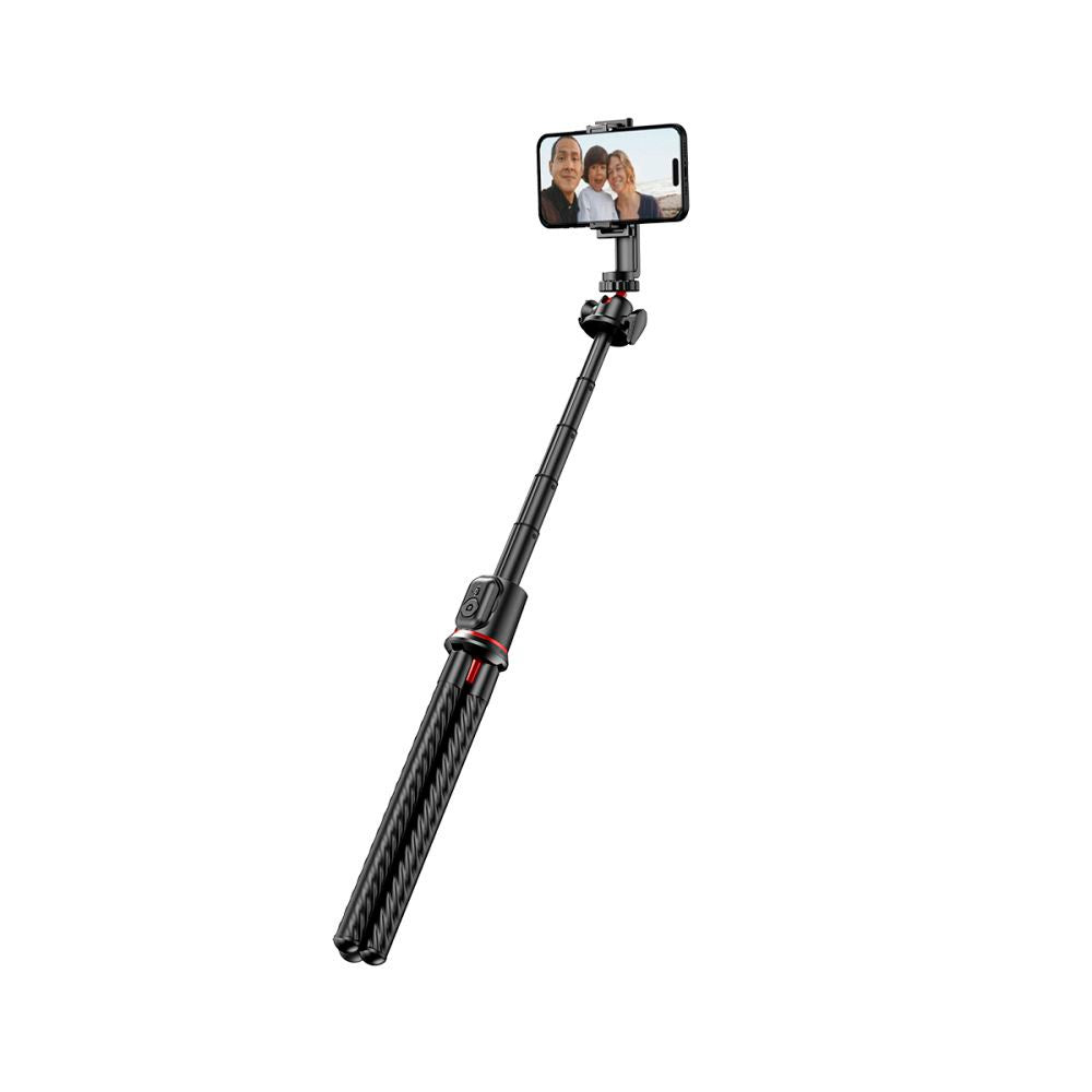 Tech-Protect L07S Kompakt Selfiestang m. Fleksibel Tripod & Bluetooth - Sort