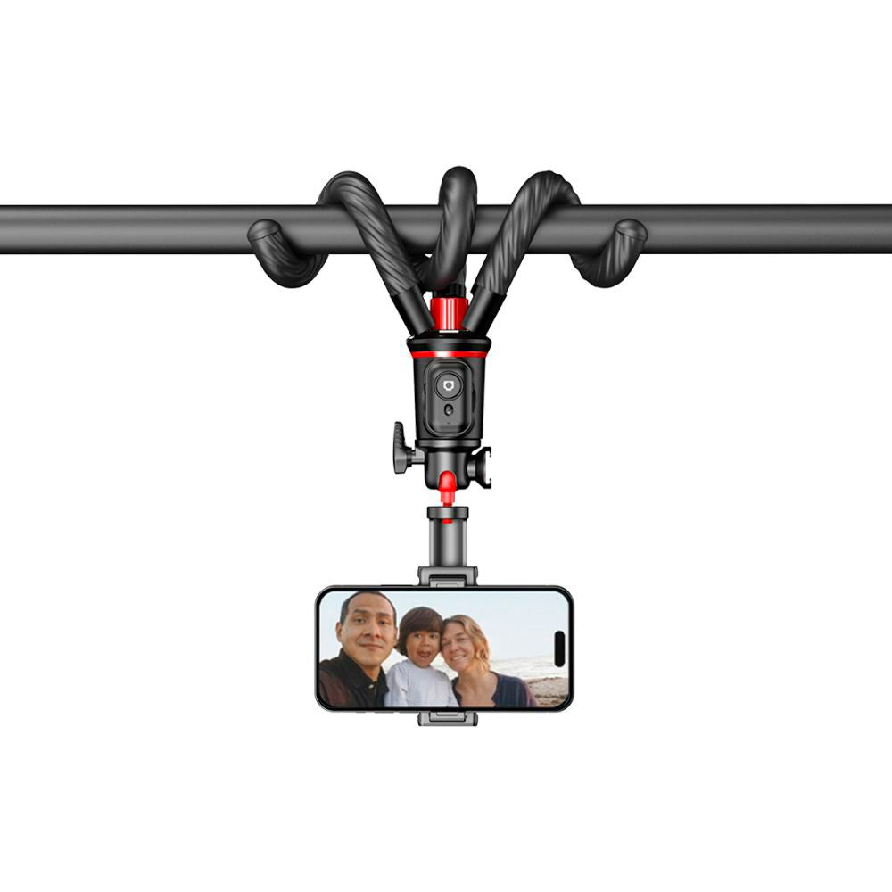 Tech-Protect L07S Kompakt Selfiestang m. Fleksibel Tripod & Bluetooth - Sort