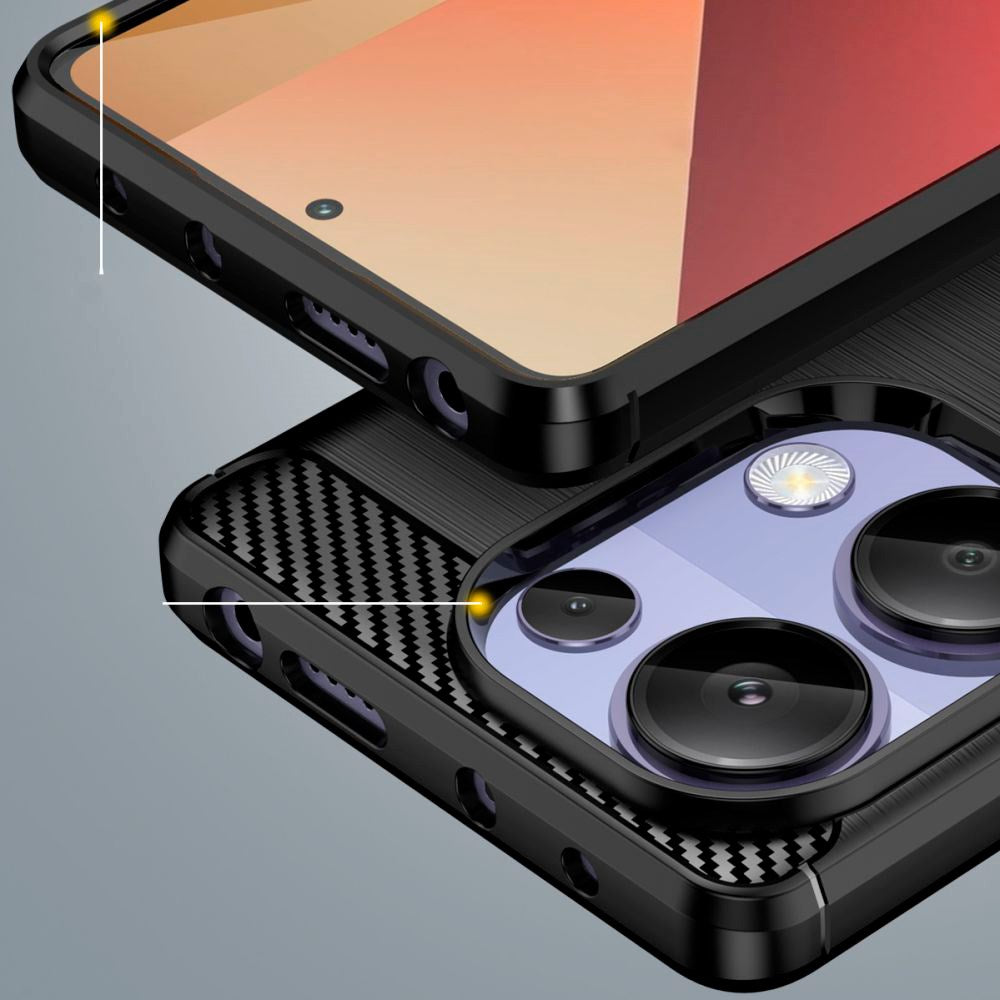Xiaomi Redmi Note 13 Pro (4G) Tech-Protect Fleksibelt Plastik Carbon Cover - Sort