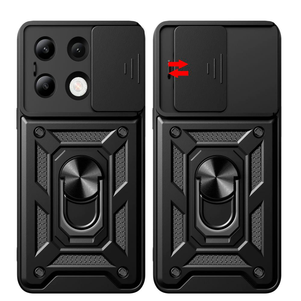 Xiaomi Redmi Note 13 (4G) Tech-Protect Camshield m. Magnetisk Fingerring & Ståfunktion - Sort