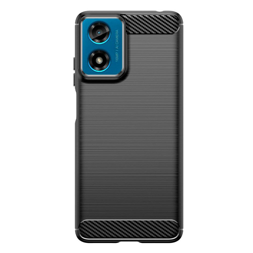 Motorola Moto G04 / G24 Tech-Protect Fleksibelt Plastik Carbon Cover - Sort