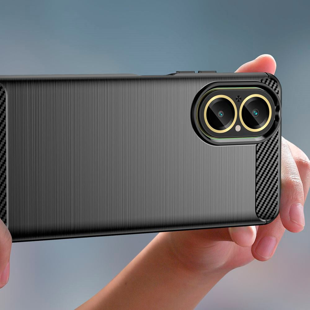 Realme C67 (4G) Tech-Protect Fleksibelt Plastik Carbon Cover - Sort
