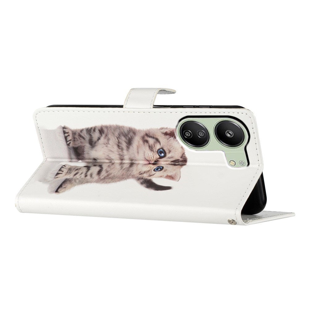 EIDERWOOD Xiaomi Poco C65 / Redmi 13C (4G) Læder Cover m. Pung og Strop - Sød Kat