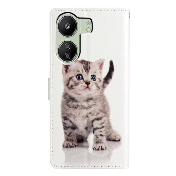 EIDERWOOD Xiaomi Poco C65 / Redmi 13C (4G) Læder Cover m. Pung og Strop - Sød Kat