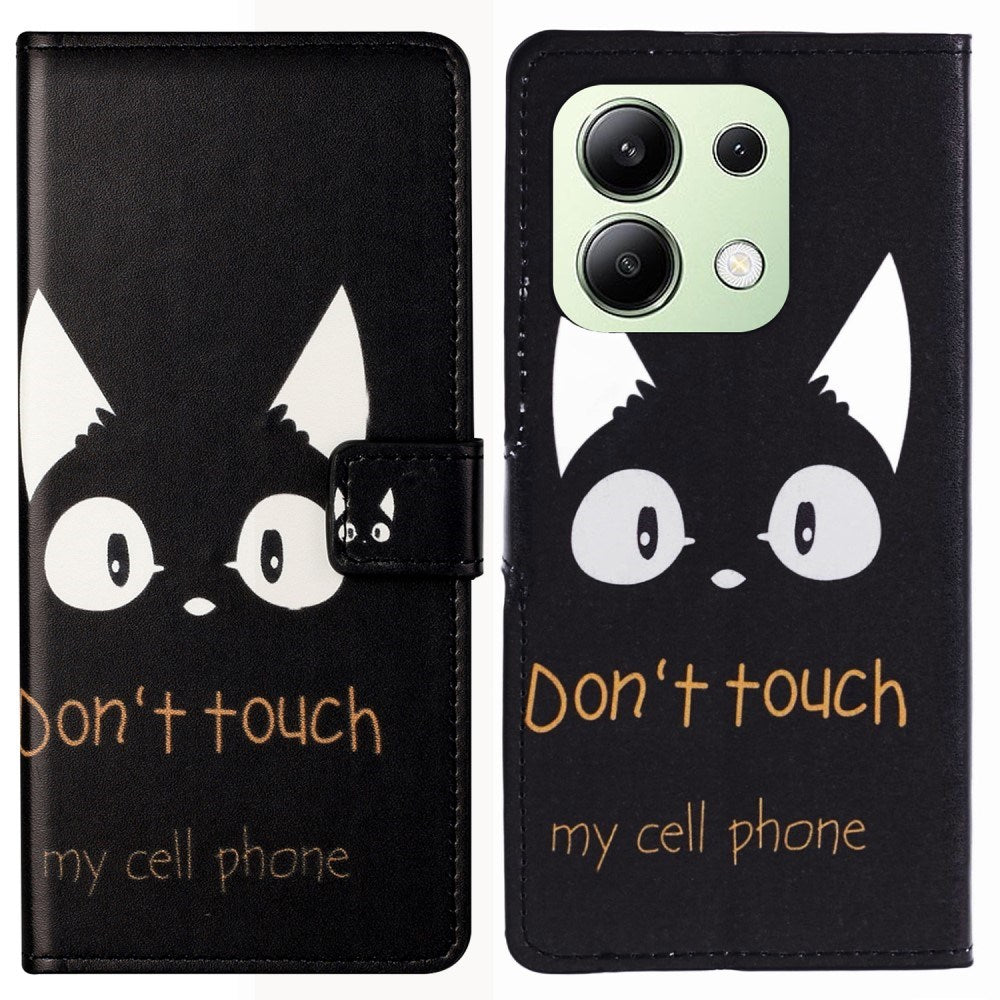 EIDERWOOD Xiaomi Redmi Note 13 (4G) Kunstlæder Cover m. Pung & Ståfunktion - "Don't Touch My Cell Phone"