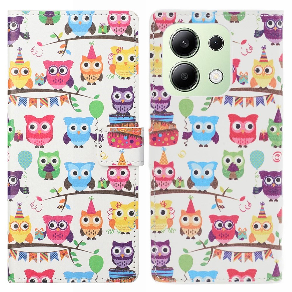 EIDERWOOD Xiaomi Redmi Note 13 (4G) Kunstlæder Cover m. Pung & Ståfunktion - Ugler