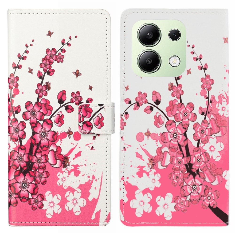 EIDERWOOD Xiaomi Redmi Note 13 (4G) Kunstlæder Cover m. Pung & Ståfunktion - Blommeblomst