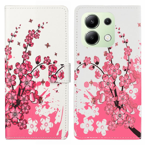 EIDERWOOD Xiaomi Redmi Note 13 (4G) Kunstlæder Cover m. Pung & Ståfunktion - Blommeblomst
